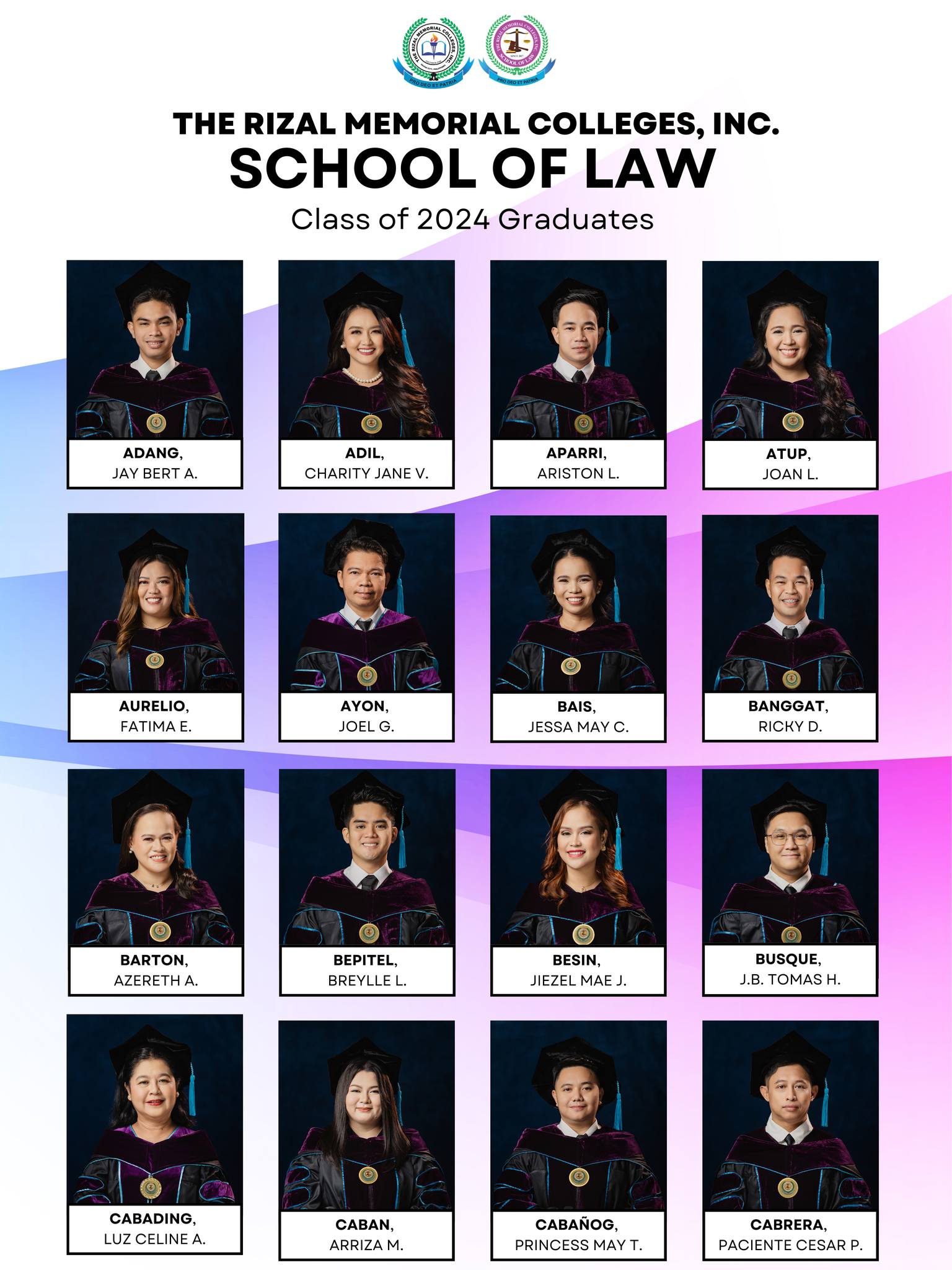 THE RMC SCHOOL OF LAW CLASS OF 2024 GRADUATES - The Rizal Memorial ...